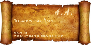 Antonovics Ákos névjegykártya