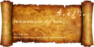 Antonovics Ákos névjegykártya